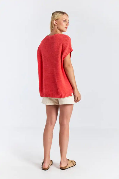 Steph Stitch Tank - Coral/Calico