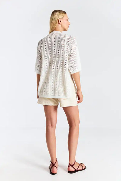 Open Stitch Kimono - Ivory