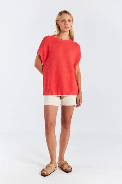 Steph Stitch Tank - Coral/Calico