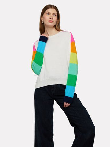 Rainbow Raglan Crewneck Sweater - Ice Water