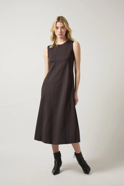 Maurelle Neoprene Seamed Dress - Double Espresso