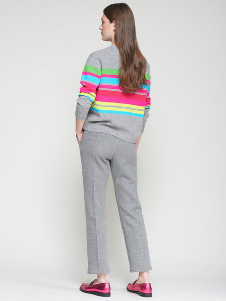 Straight Lurex Silver Trouser - Grey