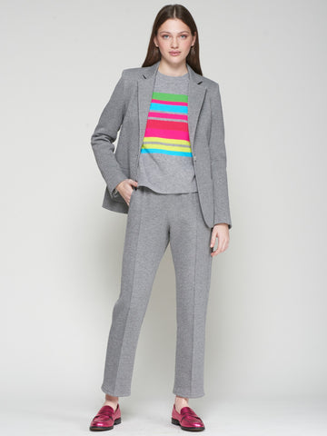 Straight Lurex Silver Trouser - Grey