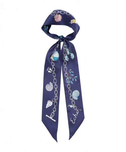 Charmed Life Silk Ribbon Scarf - Navy