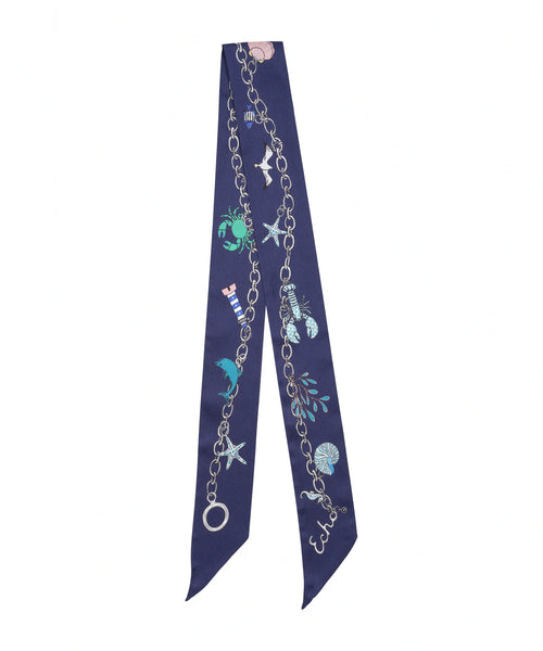 Charmed Life Silk Ribbon Scarf - Navy
