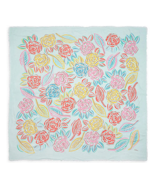 Gestural Rose Square Scarf - Multi