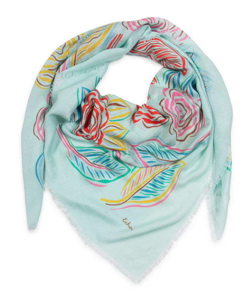 Gestural Rose Square Scarf - Multi