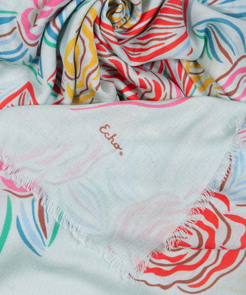 Gestural Rose Square Scarf - Multi