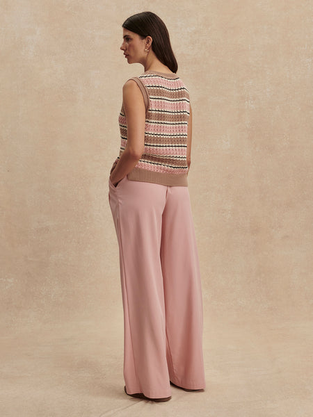 Deeley Stripe Stitch Tank - Warm Taupe/Mellow Rose