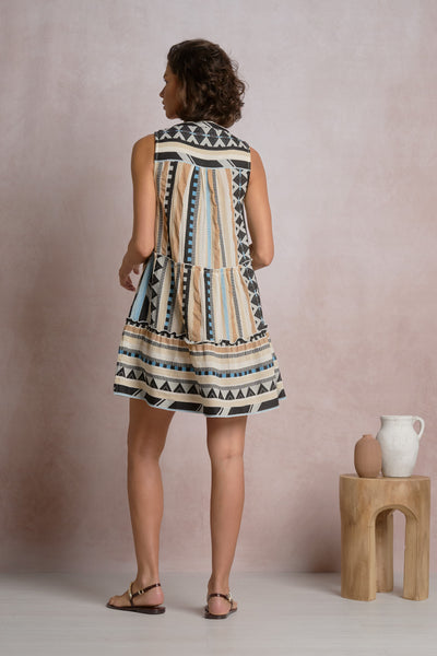 Harper Sleeveless Dress - Neutral Aztec