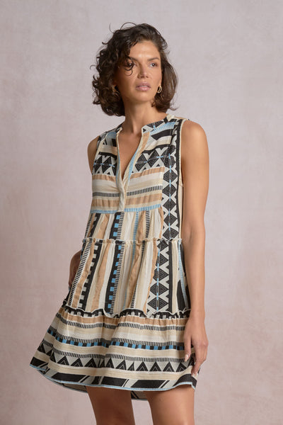 Harper Sleeveless Dress - Neutral Aztec