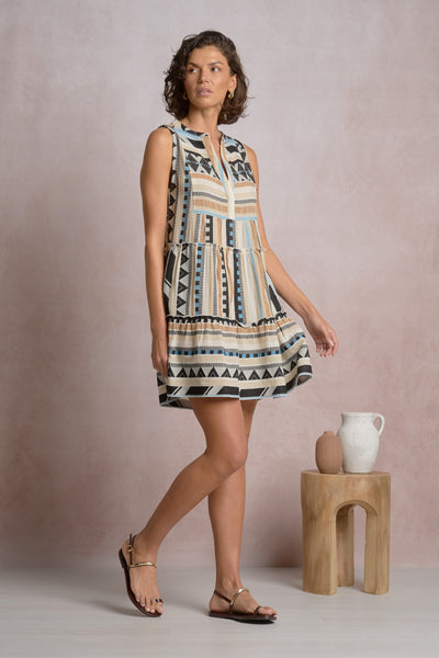 Harper Sleeveless Dress - Neutral Aztec