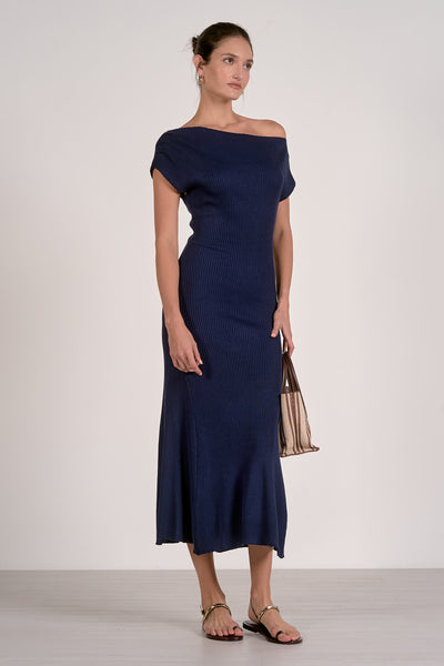 Carrie Cap Sleeve Maxi Dress - Navy
