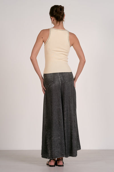 Myah Contrast Stitch Tank - White