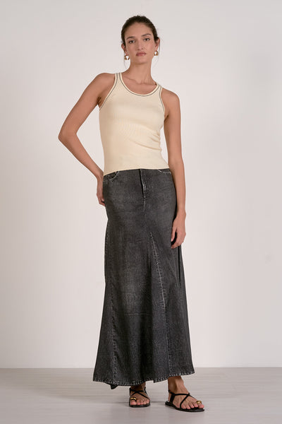 Myah Contrast Stitch Tank - White