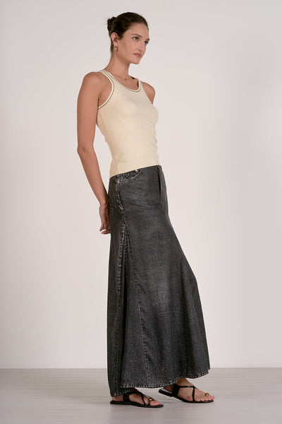 Myah Contrast Stitch Tank - White