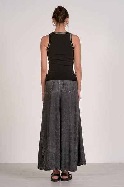 Myah Contrast Stitch Tank - Black