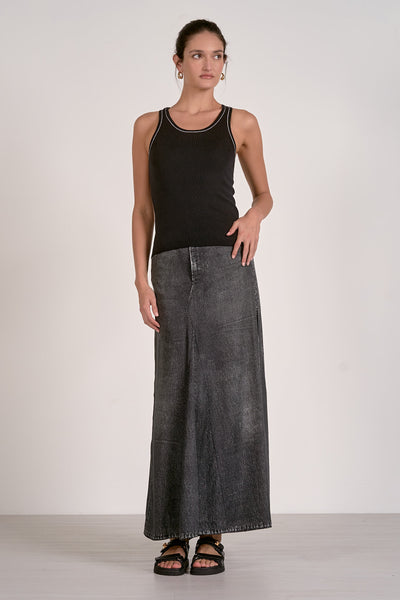 Myah Contrast Stitch Tank - Black