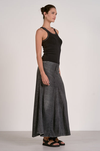 Myah Contrast Stitch Tank - Black