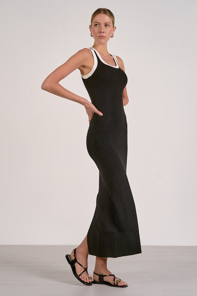 Katie Contrast Maxi Dress - Black/White