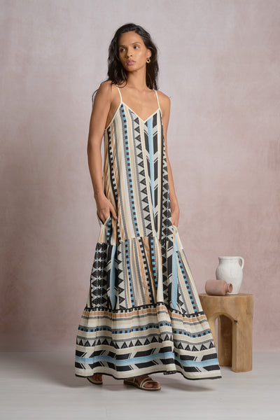 Maeve Maxi Dress - Neutral Aztec