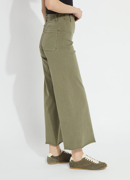 Erin Wide Leg Denim - Smoked Green