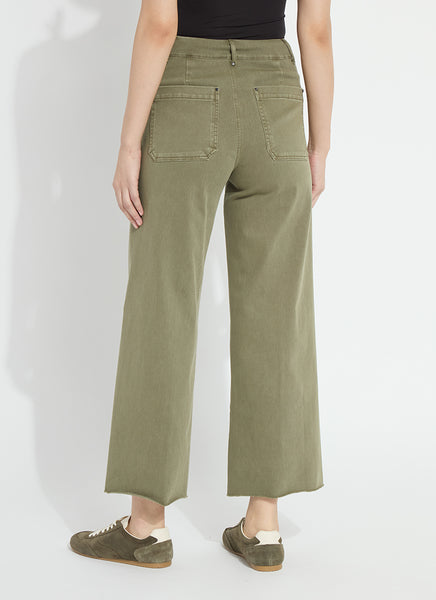 Erin Wide Leg Denim - Smoked Green