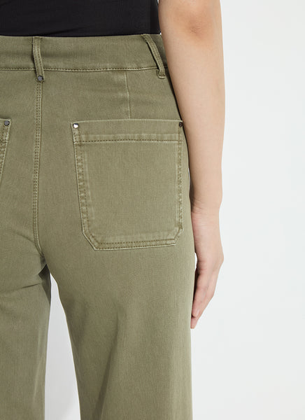 Erin Wide Leg Denim - Smoked Green