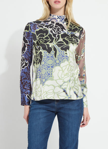 Seraphina Mock Neck Blouse - Antique Garden