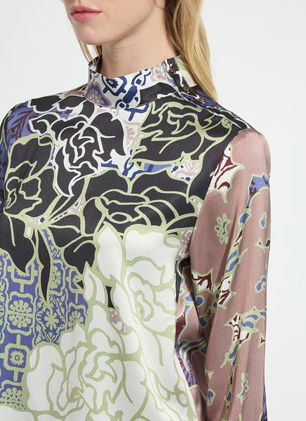 Seraphina Mock Neck Blouse - Antique Garden