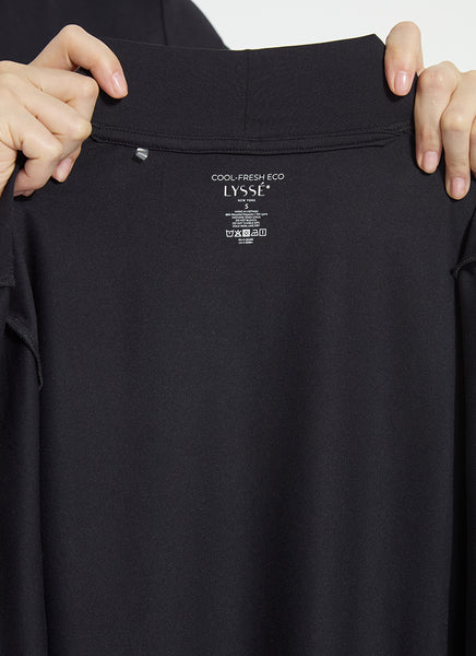 Clara Mock Neck Elbow Sleeve Top - Black