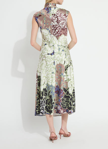 Flora Mock Neck Midi Dress - Antique Garden