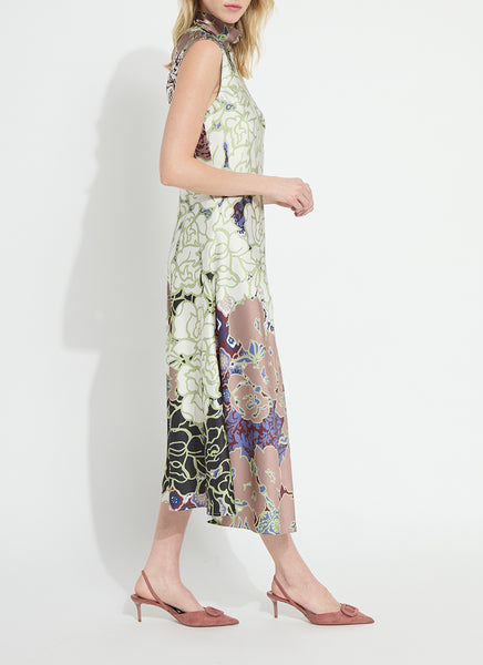 Flora Mock Neck Midi Dress - Antique Garden