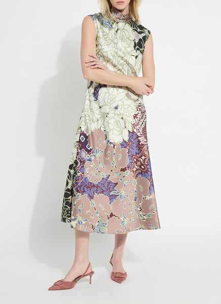 Flora Mock Neck Midi Dress - Antique Garden