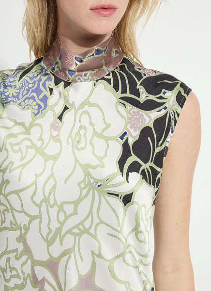 Flora Mock Neck Midi Dress - Antique Garden