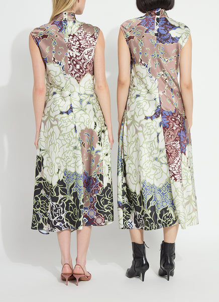 Flora Mock Neck Midi Dress - Antique Garden