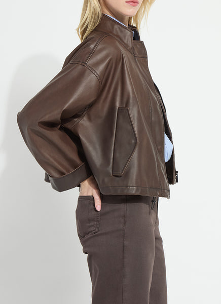 Mina Oversized Vegan Leather Coat - Truffle