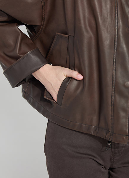 Mina Oversized Vegan Leather Coat - Truffle