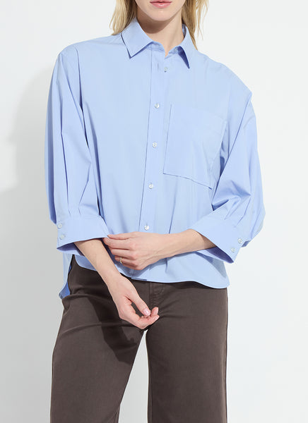 Enid Oversized Cropped Shirt - Forget Me Not Blue