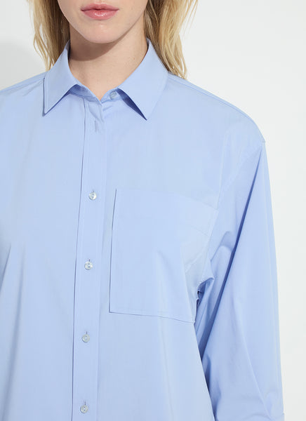 Enid Oversized Cropped Shirt - Forget Me Not Blue