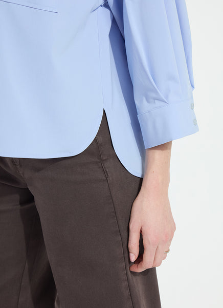 Enid Oversized Cropped Shirt - Forget Me Not Blue