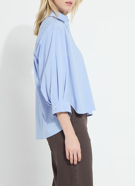 Enid Oversized Cropped Shirt - Forget Me Not Blue