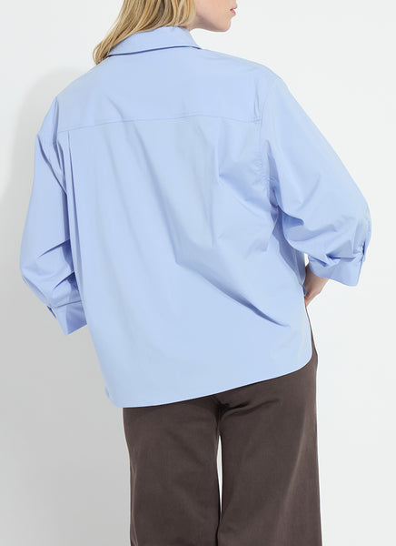 Enid Oversized Cropped Shirt - Forget Me Not Blue
