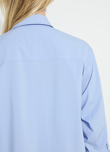 Enid Oversized Cropped Shirt - Forget Me Not Blue