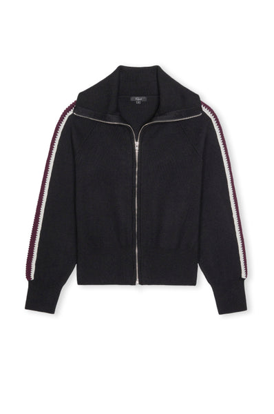 Piper Zip Knit Sweater - Black Merlot Stripe