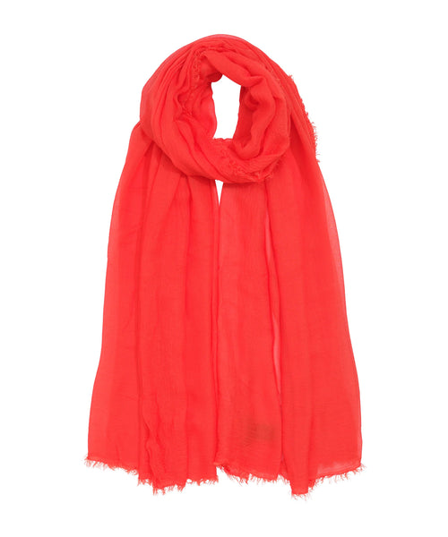 Essential Silk-Modal Crinkle Wrap - Fiesta Orange