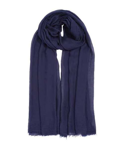 Essential Silk-Modal Crinkle Wrap - Navy