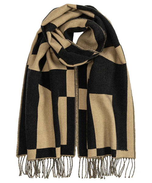 Geo Double Face Jaquard Scarf - Black