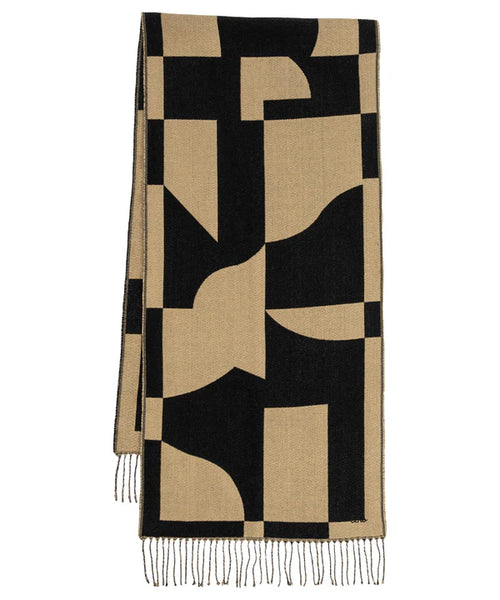 Geo Double Face Jaquard Scarf - Black