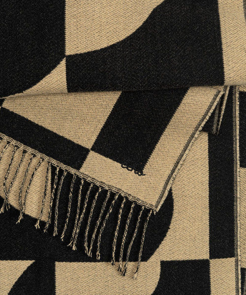 Geo Double Face Jaquard Scarf - Black